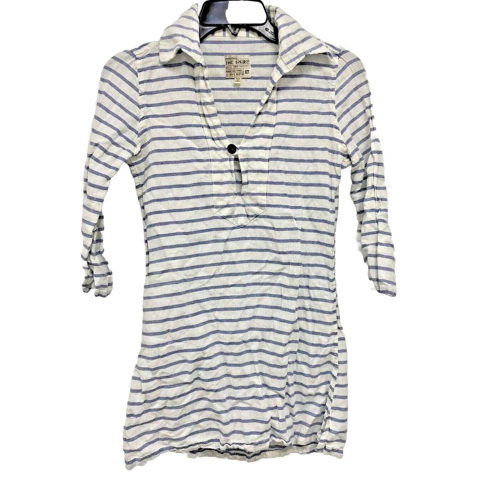 THE SHIRT 3/4 Sleeve Length Tunic linen Blend Beachy boho top Size XS A000117